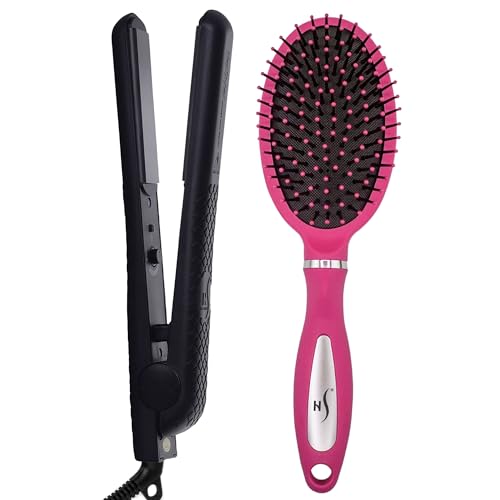 Plancha para el Cabello HerStyler Forever Flat Iron y Cepillo Desenredador Rosa miniatura 1