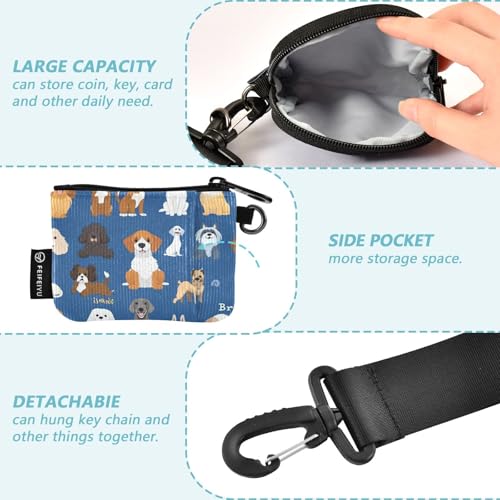 Cute Dog Compilation Women's Wallets Card Cases Thin Flat Zipper Purse Wallet with Zipper Coin Pocket for Men Women 2 Pcs3