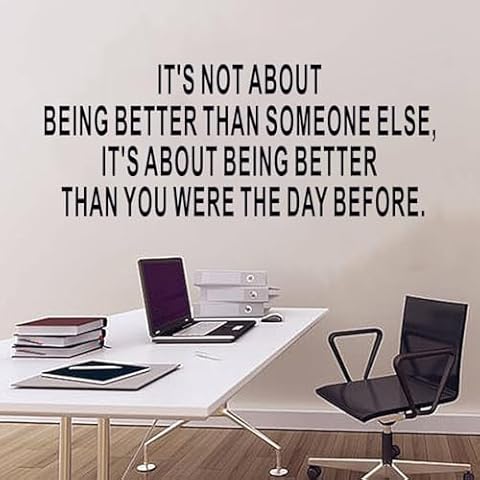 SEATUNE Large Gym Quotes Inspirational Wall Decals - Office Positive Motivational Wall Stickers - Workplace Home Vinyl Art Wall Decor - Better Than You were The Day Before 32"X12.5" Cover