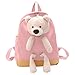 Sac à Dos Scolaire Cartable avec Ourson Peluche Détachable pour Enfant, HB.YE Sac d'École pour Petit Garçon Fille 2-6 Ans - Rose