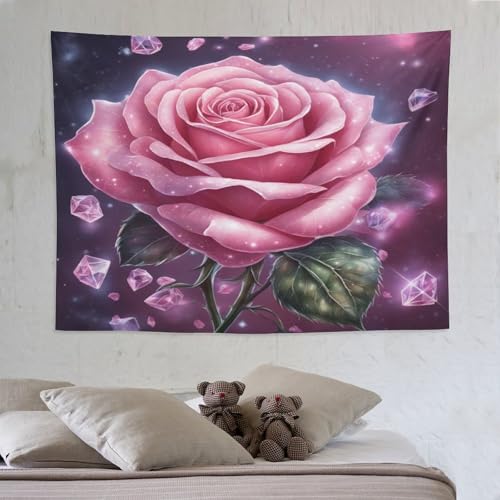 Rose tapisserie murale tissu imprimé tenture suspendue 150x200cm