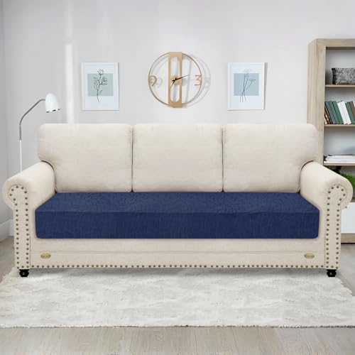 MAXIJIN Waterproof Sofa Seat Cushion Cover Jacquard Fabric Sofa Seat Cover Non-Slip Couch Seat Slipcover Protector with Elastic Bottom (Navy Blue - Image 2