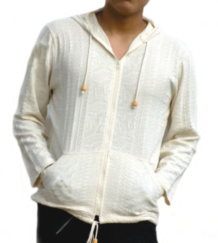 Veste d'été blanche à capuche homme contre la fraîcheur des soirées d'été