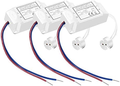 Torkase MR16 LED Driver Transformer, Convert 240 V/AC to 12V/DC, GU5.3 Bi-Pin Connector Included, Max.7W / No Interference with Dab and WiFi, 3-Pack