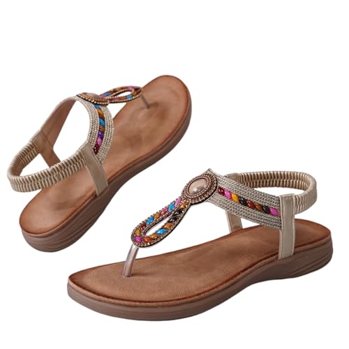 Zapatos de playa para mujer: sandalias planas cómodas y ajustables estilo bohemio de verano