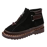 Genérico Botas de Media Caña para Mujer - Serraje, Planas, Gruesa, Extremo, Pelo - Zapatos de Invierno (Black, 41)