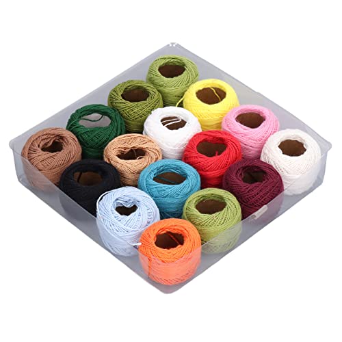 16PCS Crochet Thread, Bright Color High Luster Crochet Cotton String Crochet Thread Rolls for Crochet Needlepoint Hand Embroidery