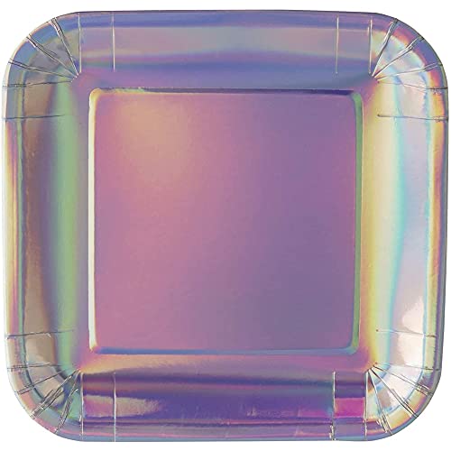 Juvale 48 Pack Of Silver Iridescent Party Plates, Square With Holographic Foil (9-Inch) #TOP6