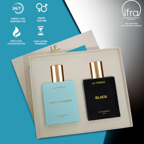 Image of La French Night Manager & Black Perfume Gift Set Combo (2 x 50ml) | Premium Unisex Perfume | Long-Lasting, Intense & Sophisticated Scents | Perfect for Special Occasions