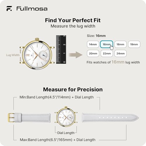 Image of Fullmosa Watch Band, Quick Release Leather Watch Strap Compatible with Samsung Galaxy Garmin for Men Women, Replacement Bands Width 12mm 14mm 16mm 18mm 19mm 20mm 21mm 22mm 24mm