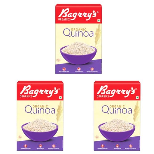 Image of Bagrry's 100% Organic Quinoa 500gm box | Gluten Free | Omega-3 | High in Fiber & Protein | All Natural Quinoa (Pack of 3)