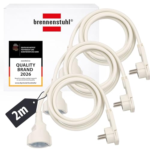 Rallonge en plastique Brennenstuhl blanche lot de 3 avec fiche plate de 2m
