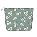 MINIOZE Small Daisy Green Chrysanthemum Flower Makeup Bag Travel Cosmetic Bag Organizer Toiletry Bag Make Up Bags For Women Girls Large Light