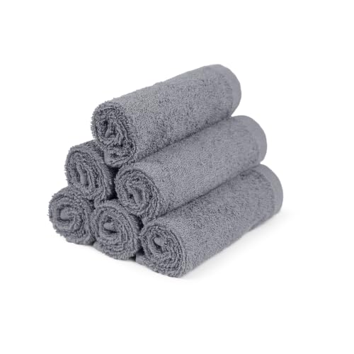 Image of MYTRIDENT Face Towel | Urban Comfort | Quick Drying | Travel Friendly | for Men /Women | 6 Pc Face Towel (30 cm x 30 cm) | 100% Cotton 450 GSM - Charcoal