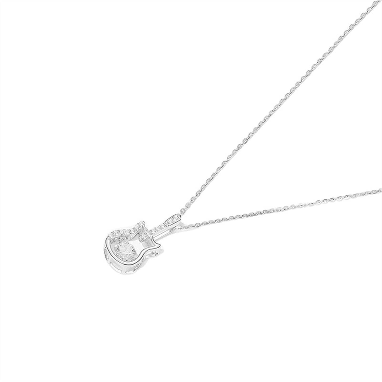 CLoxks Collane 925 Collana for chitarra d'argento Fashioni uniche Clavicle Chain Women's Neckace Gifts for Best Friend Collana da donna