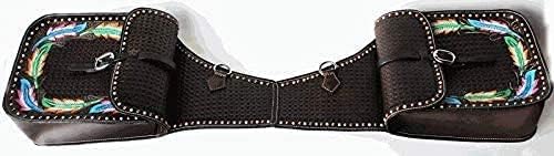 Horse Saddle Bag Cowhide Genuine Leather Western Equestrian Trail Tooling Carving Horse Saddle Bag Tooled Carved Pack Equipment Horse Saddle Bags Size: 10” L x 10” W x 3 ½” D inches, CRVD144