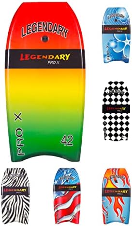 GYN Trade Heat Sealed Legendary Pro X Bodyboard Hard Slick Printed (Rasta, 42'')
