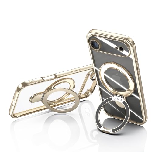 LXK Magnetic Invisible Stand for iPhone 17 Air Case 6.5" Compatible with MagSafe, Military-Grade Protection, with Camera Protector, Clear Scratch-Resistant Back Cover for iPhone 17 Air - Light Gold by LXK - Image 2