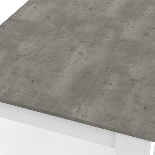 IDMarket - Rechteckiger Esstisch ROZY 4 Personen weiß Tischplatte Betoneffekt 110 cm