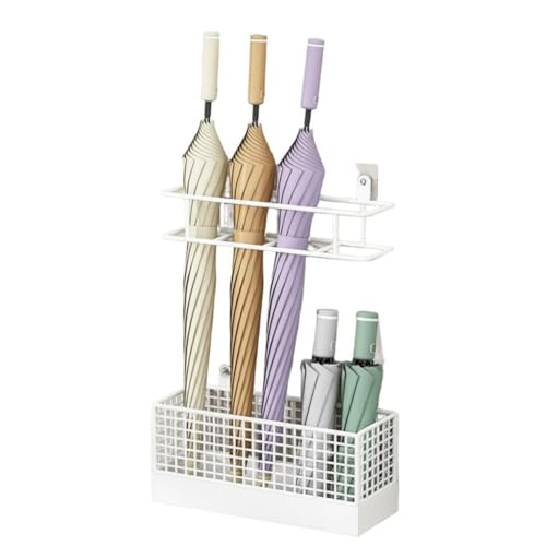 MoSundi Soporte de pared para paraguas montado en ABS y para metal, 28 x 10 x 8 cm, diseño impermeable que ahorra espacio con depósito de agua extraíble, fácil instalación para el hogar u oficina