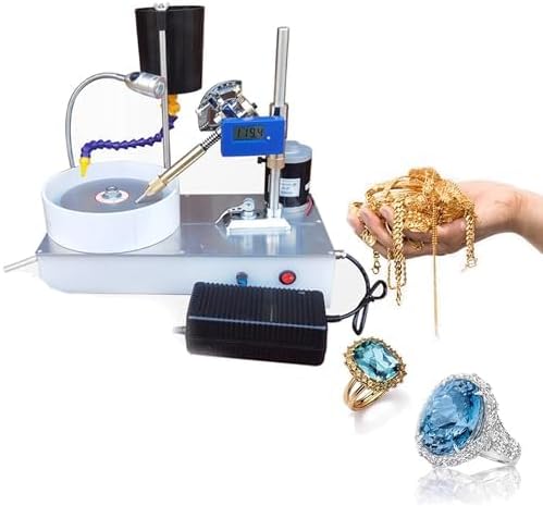 Electric Gem Faceting Machine - Adjustable Jewelry Polisher with Diamond Flat Grind Disk for Gemstone Cutting, Grinding & Polishing