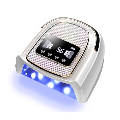 Asimebesty Lampe UV Ongles Gel, 120W Professionnel Lampe à ongles UV LED Rechargeable, Sèche Ongles avec Capteur Automatique, LCD Ecran, 4 Minuteries pour...