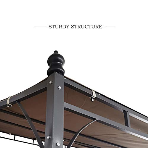 Cloud Mountain Sunshade Awning Gazebo Outdoor Patio Tilt Tent Canopy Shelter Steel Frame for Backyard Deck, Khaki - Thumbnail 3