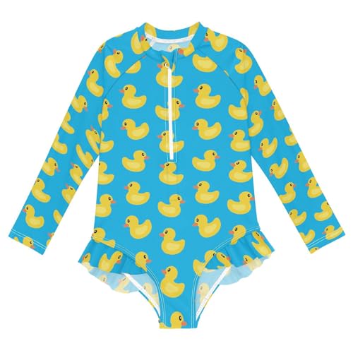 Image of Girls One Piece Swimsuits Long Sleeve Rash Guard Bathing Suit Rash Guard Quick Dry UPF 50+ Swimwear for Kids 3-12