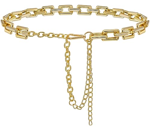 Punk Chunky Waist Chain Belt for Women with Square Metal Design