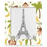 Funky Qiu 5x7 Picture Frame Palm Tree Monkey Banana Photo Frame for Wall and Tabletop Display Wooden Photo Picture Frame Home Decor