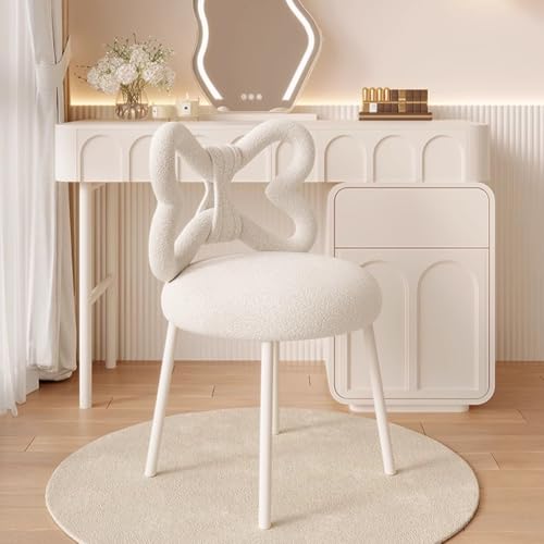 PP-Vic Sillón De Maquillaje con Diseño De Mariposa, Silla De Salón Moderna Nórdica, Taburete Ergonómico para Escritorio, Silla Decorativa Tapizada Pequeña para Damas