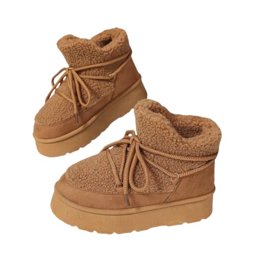 Chic Winter Women's Snow Boots - Warm, Lace-Up Mid-Calf with Thick Sole for Casual Wear