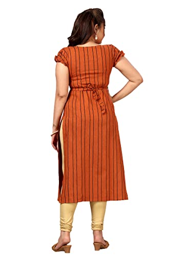 Image of CEE 18 Women's Cotton Rayon A-Line Maternity Feeding Kurti with Zippers(9938 42,Lucious Orange,XL)