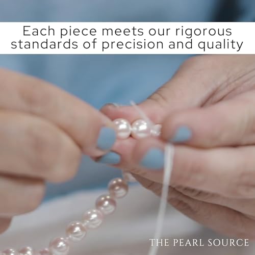 The Pearl Source 14K Gold 6.5-7.0mm AAAA Quality Round White Freshwater Cultured Pearl Necklace for Women in 16" Choker Length4