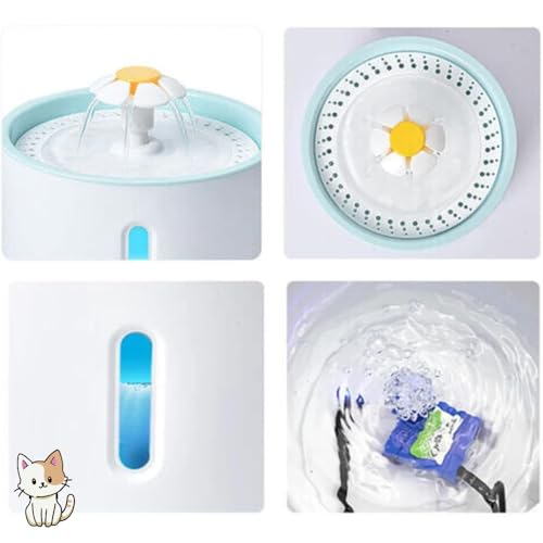 Bebedouro fonte de água 2,4L para gatos e cães, bebedouro USB silencioso com circulação automática e