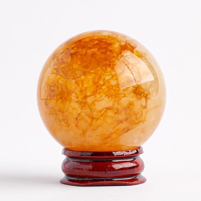 Yellow Crystal Ball Decorative Ornament for Home and Office Sphere Versatile Accessory,40~50mm