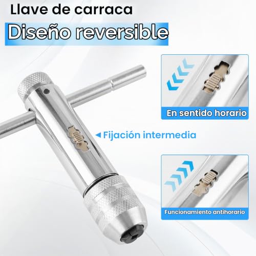 Miniatura 4 de Sophisticate Portaherramientas Con Mango Corredizo,Manuales Mango En T De Ttrinquete,Para Macho Juego De Machos Roscar Machos De Roscar Manuales M3 - M8 M5 - M12