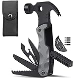 【Materiales de alta calidad】: este accesorio de camping multiusos está hecho de acero inoxidable 2CR13, es duradero y no se oxida fácilmente. Se puede cortar, palanca, martillear, atornillar, abrir botellas de vino y latas y sierra. Y tiene una buena función de seguridad, está equipado con un bloqueo de seguridad.