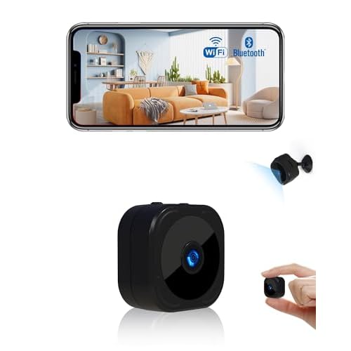 AOBOCAM Camera Espion，WiFi 1080P Bluetooth Mini Caméra de Surveillance Interieur/Extérieur sans Fil avec Enregistrement WiFi A Distance Discrete Mini Détection Mouvement Vision Nocturne (XS) (-1)