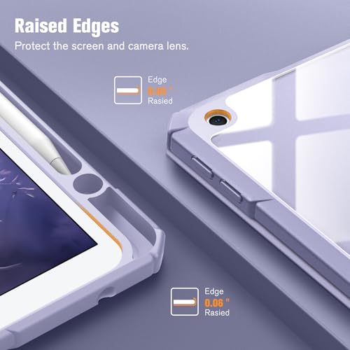 FINTIE Hybrid Case Compatible with iPad 9th / 8th / 7th Generation (2021/2020/2019) 10.2 inch - Shockproof Cover with Clear Back Shell w/Pencil Holder, Auto Wake/Sleep, Lilac Purple - Image 7