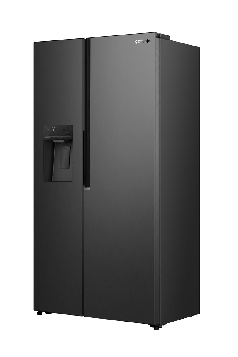 Gorenje NRS917E61BX Side-by-Side mit Eis-, Crushed-und Wasserspender, 528L, Wassertank, PureFlat Serie, CripZone, MultiFlow 360°, Xtra Ruam, BxHxT: 91,1×178,6×62,4 cm, Matt Schwarz