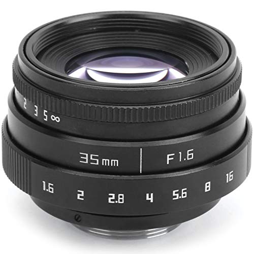 Large Aperture Lens, 35mm F1.6 C Mount, Aluminum Alloy Optical Glass, MC Multilayer, Manual Fixed Focus Portrait Camera Lens Accessory(Black)