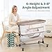 Cowiewie Bassinet Bedside Sleeper, Portable, Breathable, Adjustable Baby Bedside Bassinet for Peaceful Nights, Beige