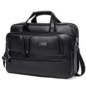 Leather Briefcase for Men Large Capacity 15.6 Inch Laptop Business Travel Shoulder Bag