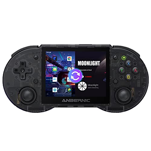 Niotima RG353P Handheld Android System Video Game Console,3.5 Inches Touch Screen, Android 11 OS,CPU RK3566, High Speed eMMC 5.1, 3500 mAh Battery, 2GB LPDDR4 RAM (Transparent Black/ 16GB+64GB)