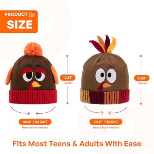 JOYIN 2 PCS Thanksgiving Pom Poms Beanie Hats, Turkey Trots Thanksgiving Role Play Cosplay, Party Supplies, Accessories, Costume Hats - image 3