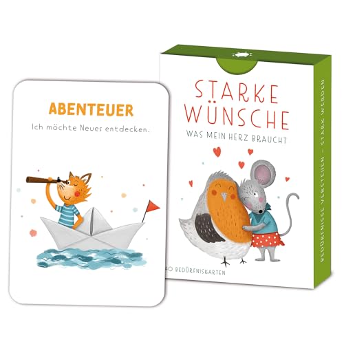 40 Bedürfniskarten für Kinder - Starke Wünsche - Grundbedürfnisse und Selbstfürsorge Lernen - Liebevoll gestaltete Gefühlekarten für Kita und Grundschule - Wünsche und Forderungen erkennen - DIN A7