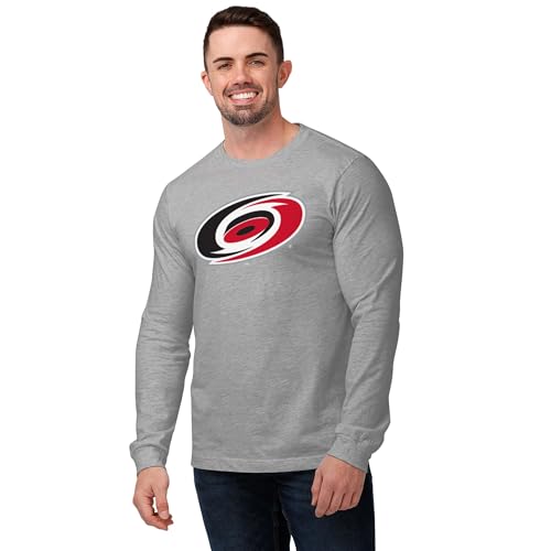 FOCO Men's Carolina Hurricanes NHL Primary Team Logo Athletic Heather Long Sleeve T-Shirt