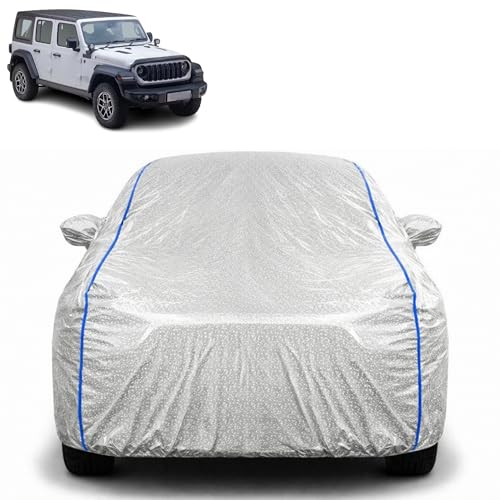 Image of Waterproof Car Cover for Jeep Wrangler | All Weather Protection | UV Resistant & Dustproof | Soft Cotton Lining to Prevent Scratches | Triple Stitched with Mirror Pockets & Elastic Hem