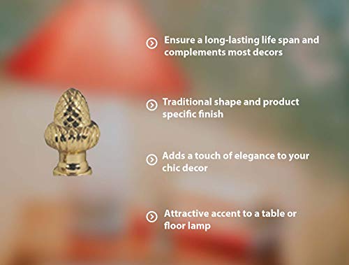 Ciata Lamp Finials Decorative, 1-1/2-Inch Brass Finish Acron Knob Lamp Finial (2 Pack) #TOP4